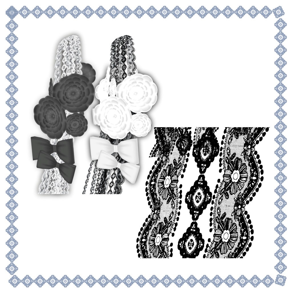 【3D小物】レースリボンカチューシャ(DB・PB対応)