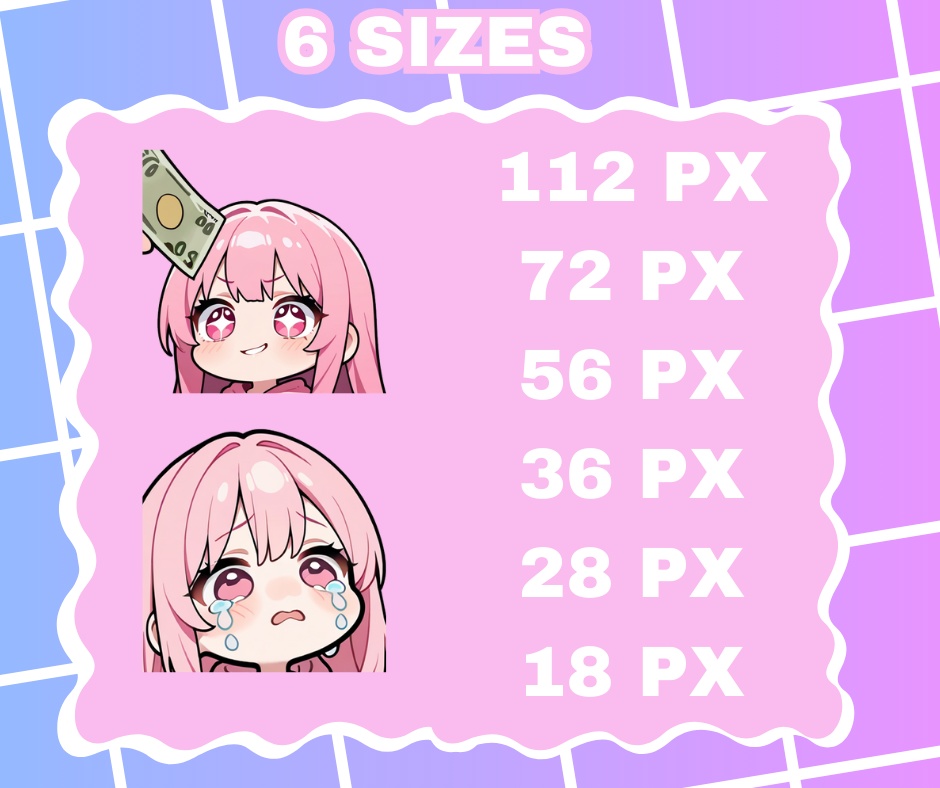 Kawaii Pink Hair Girl Emotes Pack【Twitch emotes】