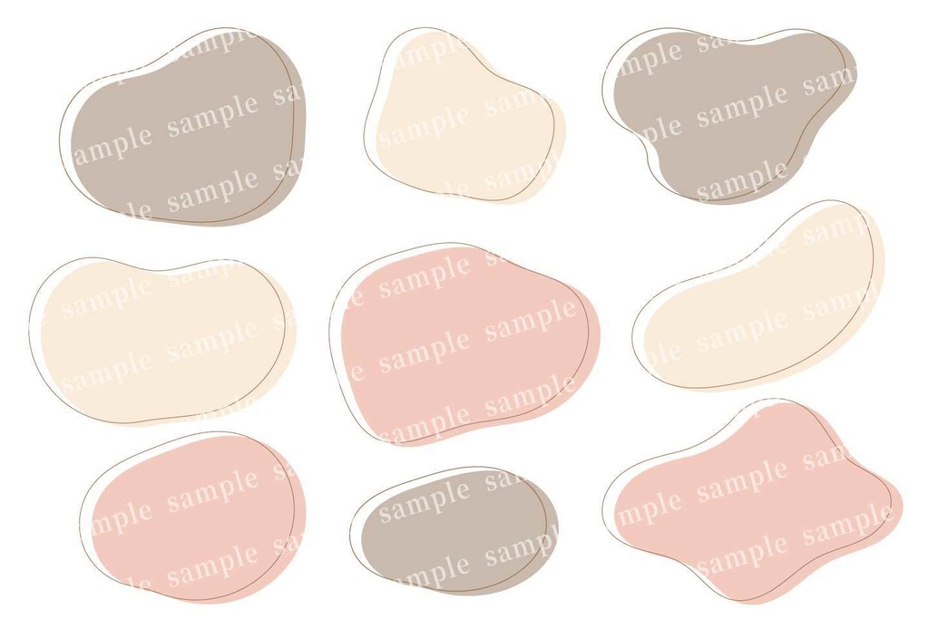 優しいカラーの流体シェイプ 抽象的なフレームセット