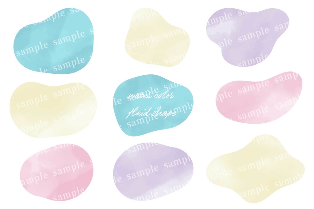 水彩タッチの流体シェイプ・抽象的なフレームセット