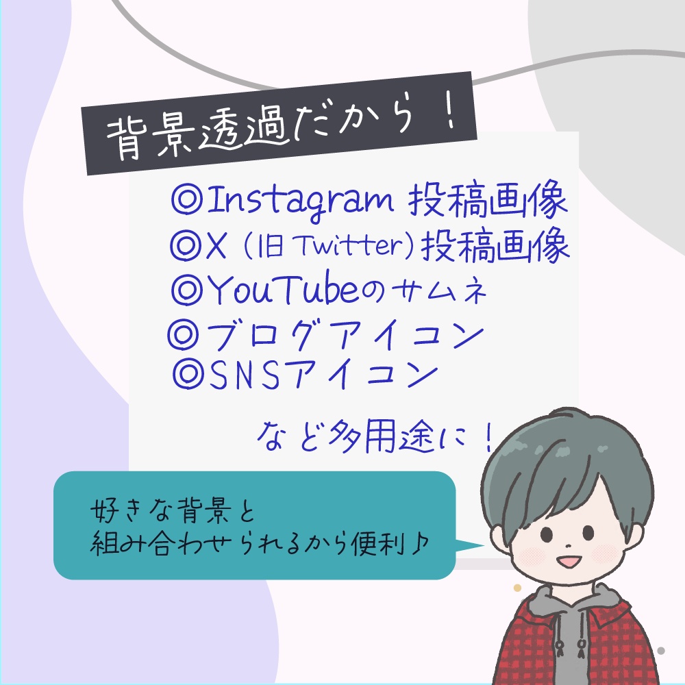 【商用OK◎表情16種類アイコンセット】チェックシャツとパーカーの男の子(データ販売)