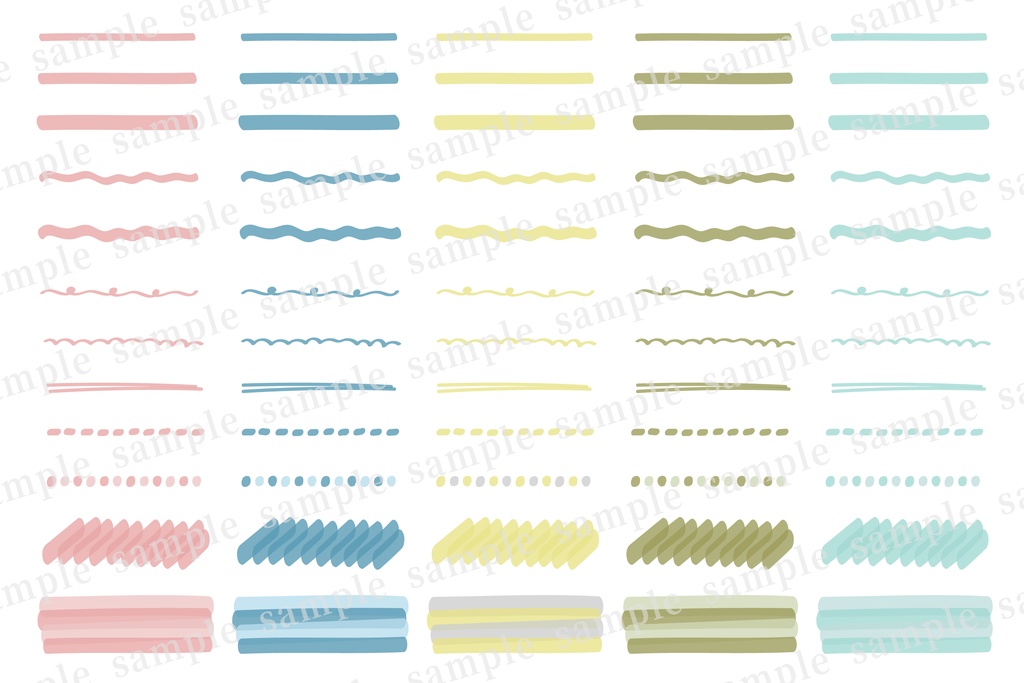 くすみカラーのおしゃれな手書きマーカーラインセット