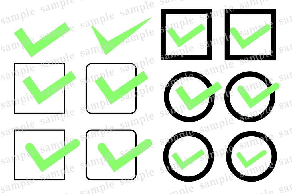 緑のシンプルなチェックマークアイコンセット