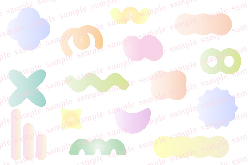 ソフトグラデーションの抽象的なシェイプセット