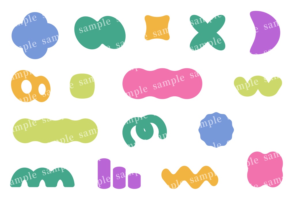 カラフルポップな抽象シェイプセット