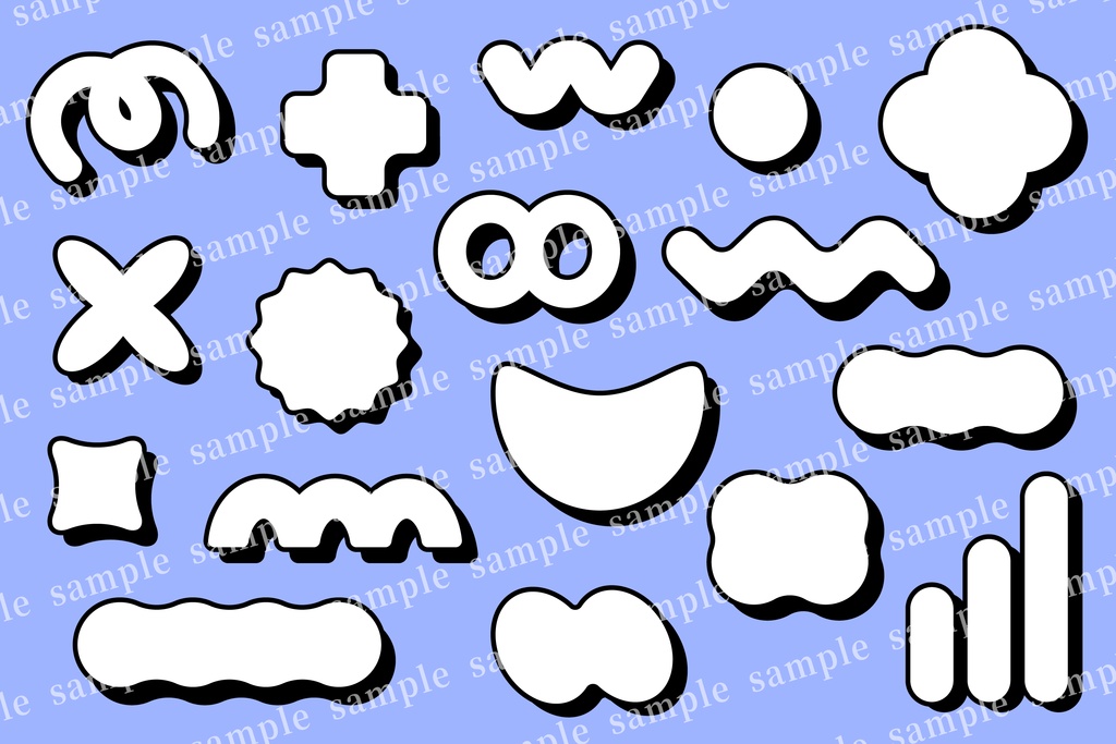 立体的な白黒の抽象的な図形のセット