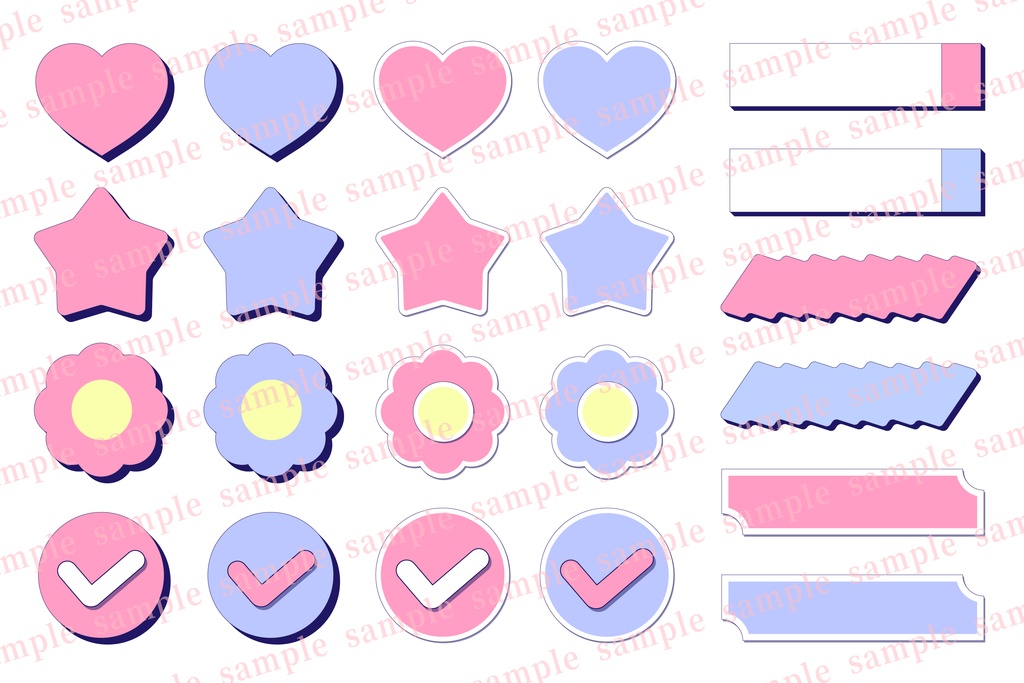 Y2Kなモチーフとタイトルフレームのセット