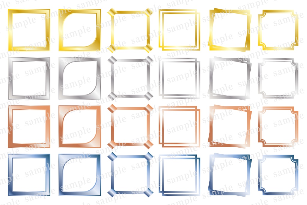 メタリックな四角いワイプフレームセット