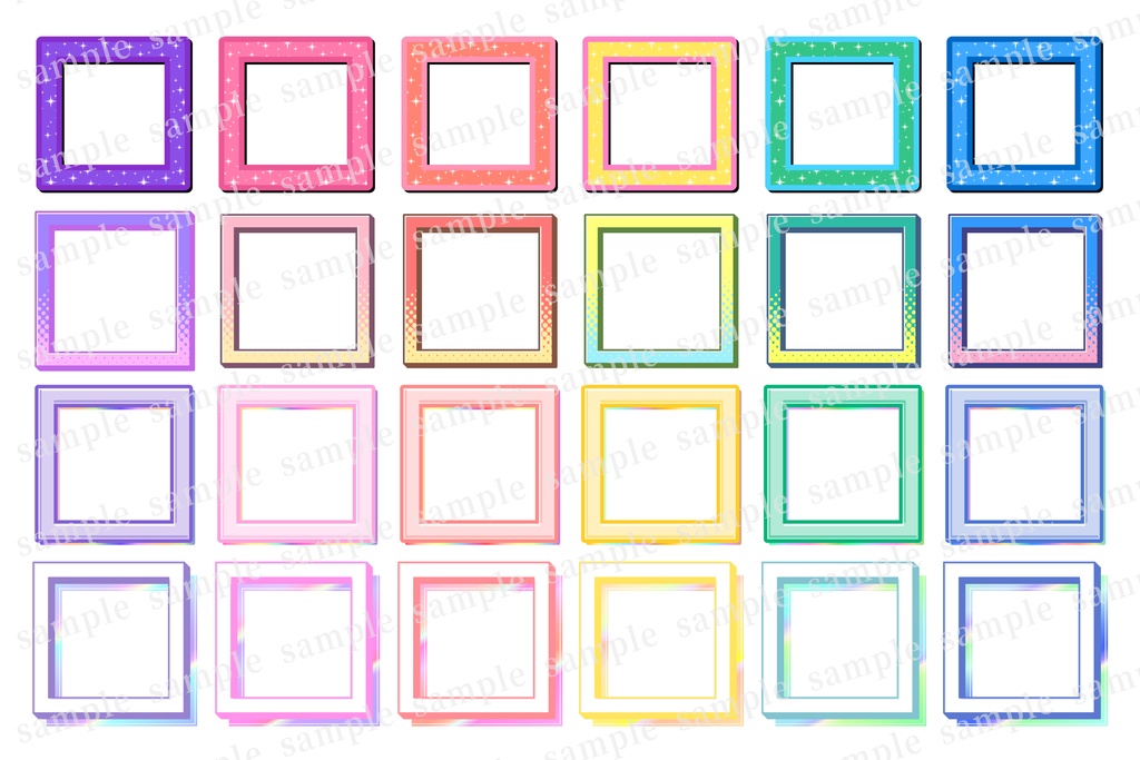 カラフルポップな四角いワイプフレームセット