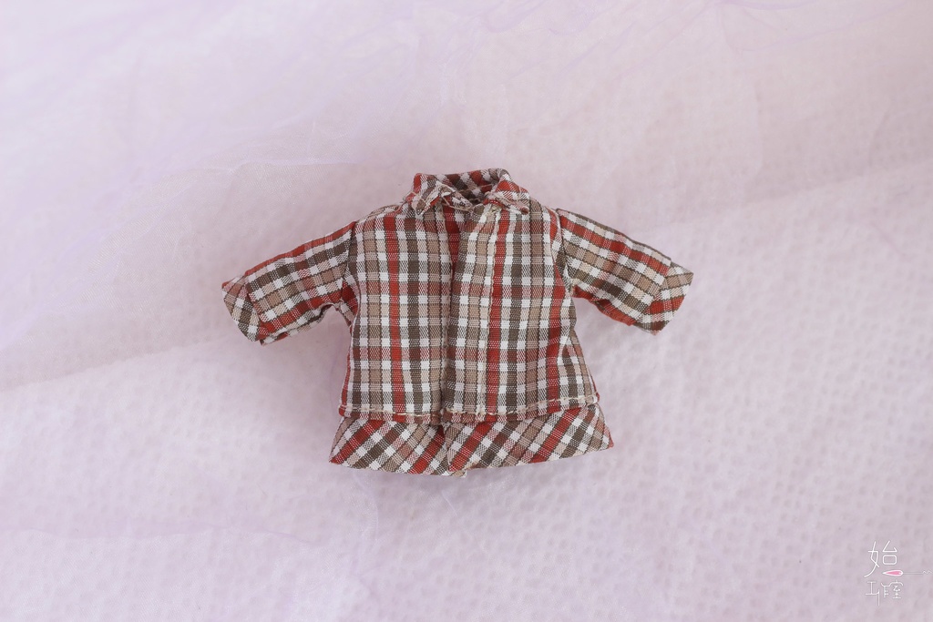 【茶色の細かいチェック柄シャツ/オビツ11/ピコドー10/ピコドー9】