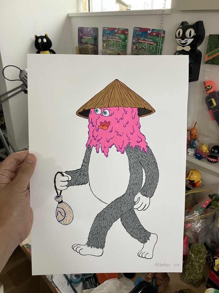 「笠ヘドロ」 オリジナルドローイング ”Kasa Hedoro” Original Drawing