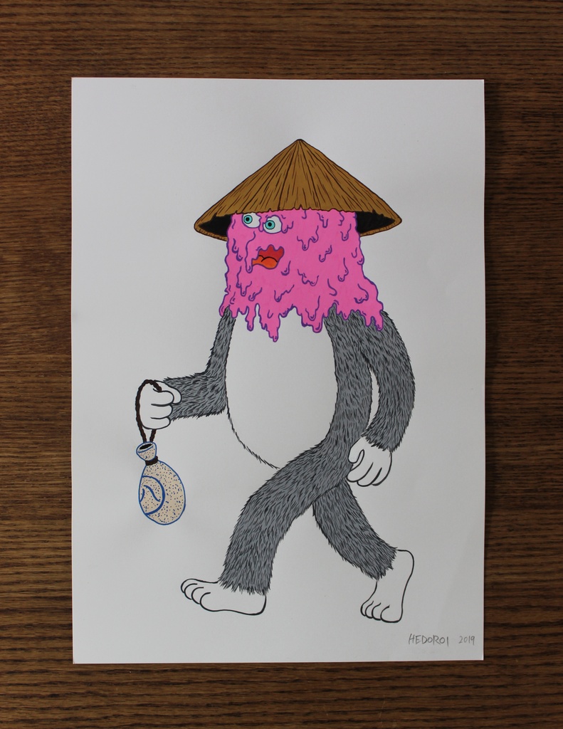 「笠ヘドロ」 オリジナルドローイング ”Kasa Hedoro” Original Drawing