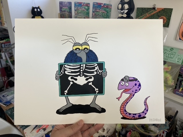 「ペックの健康診断 」 オリジナルドローイング ”PECK’s Health Checkup” Original Drawing
