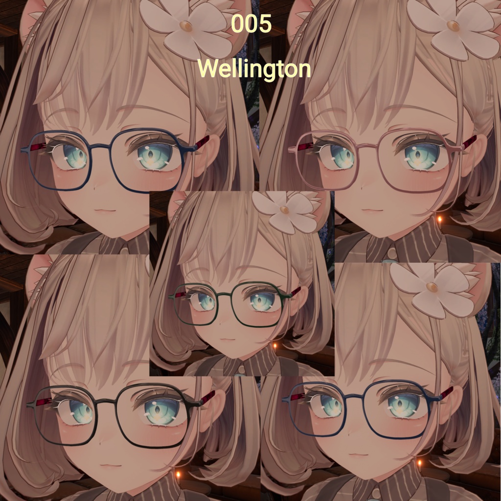 001~005 VRC対応 メガネ5型×5色 掛け替えギミック付き!