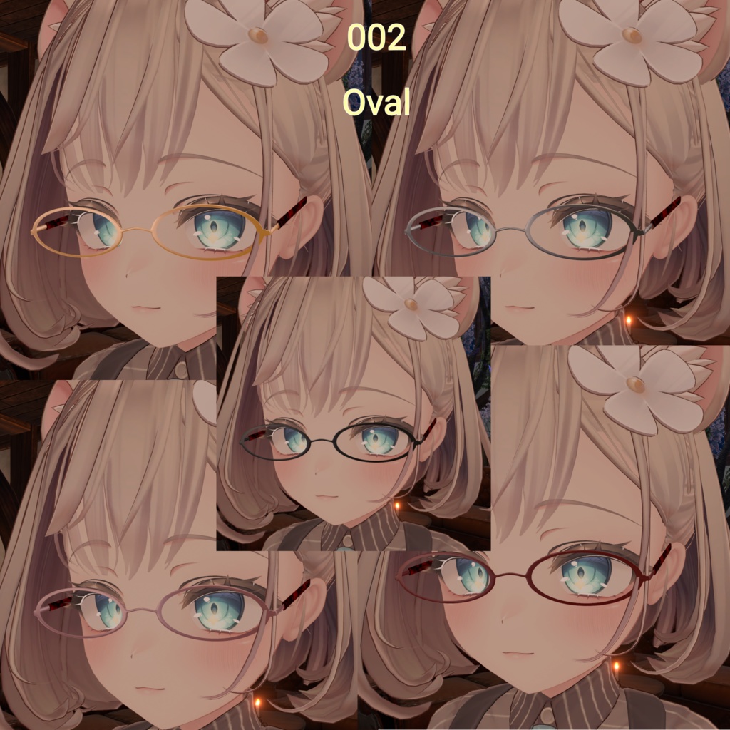 001~005 VRC対応 メガネ5型×5色 掛け替えギミック付き!