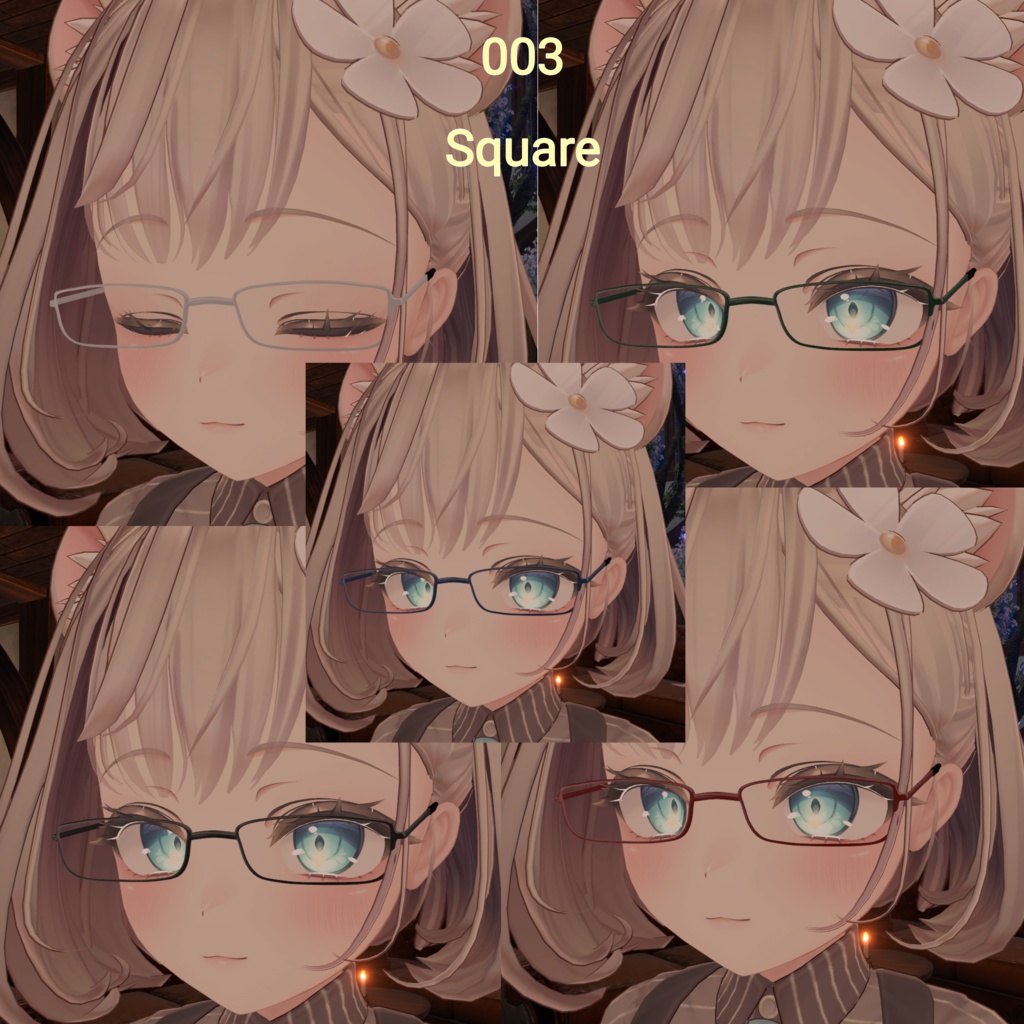 001~005 VRC対応 メガネ5型×5色 掛け替えギミック付き!