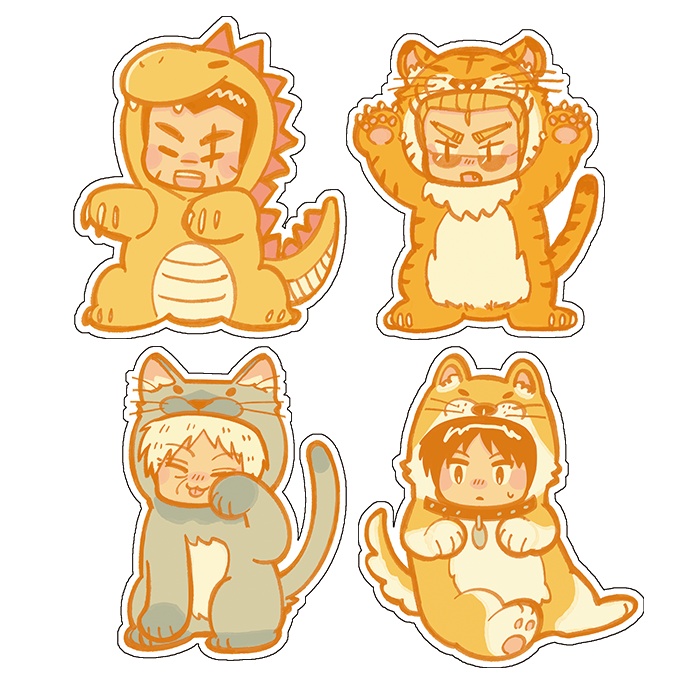 『天 天和通りの快男児』どうぶつ着ぐるみマグネットステッカー4枚組