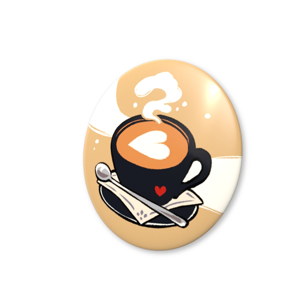 【夜明喫茶 缶バッジ】カフェラテ