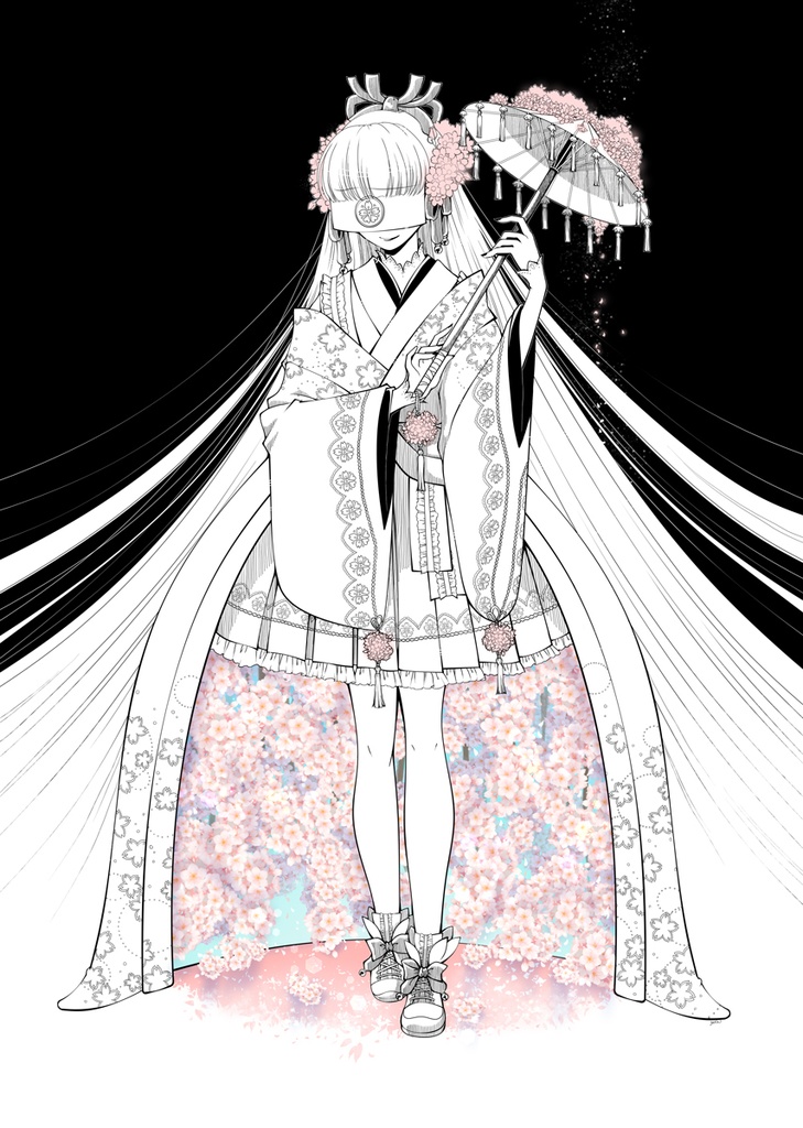 【ポストカード】傘/Cherry Blossom umbrella