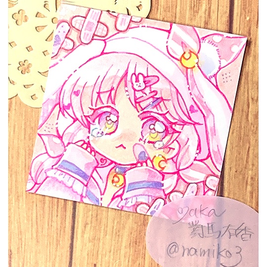 【ミニ色紙】うさみみパーカーちゃん