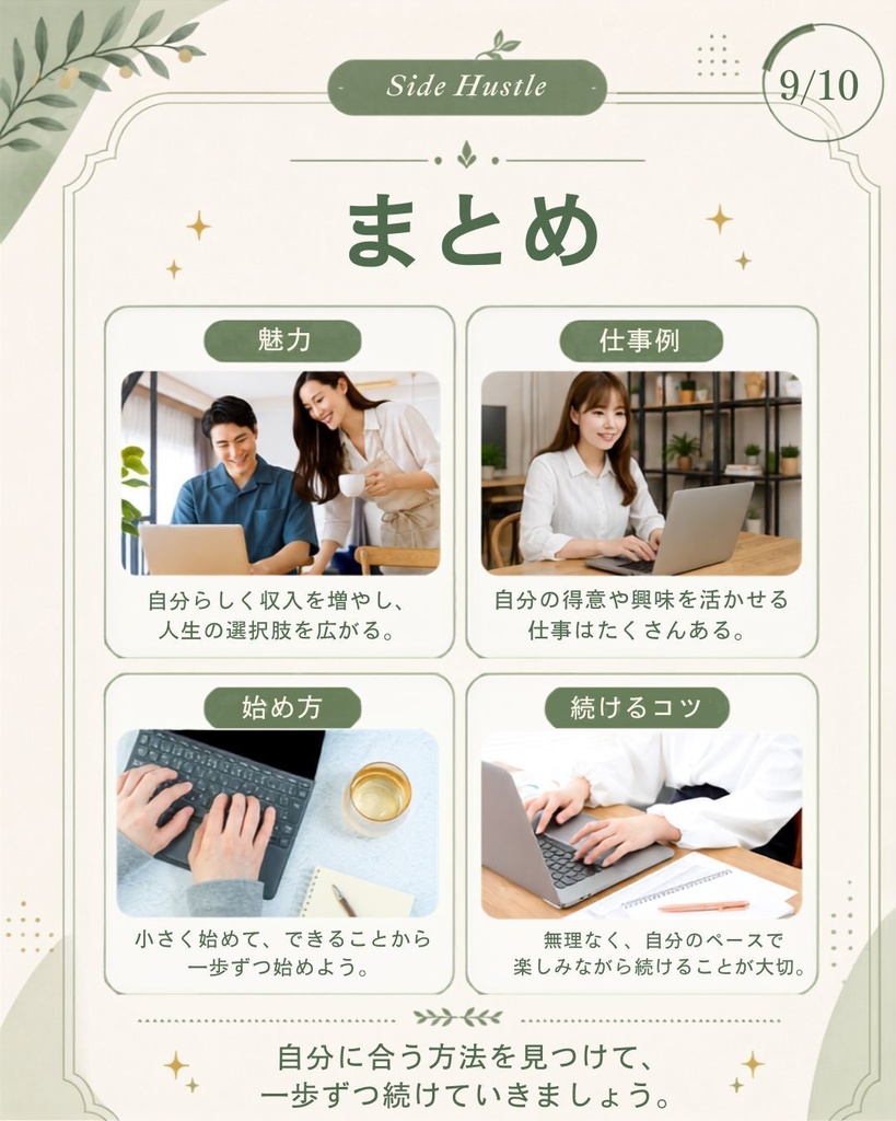 副業や在宅ワークにピッタリ!【Canva編集用】Instagramの投稿用テンプレート