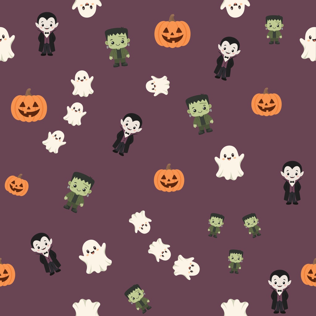 POPでキュートなハロウィンキャラ&お菓子のデジタルペーパー【6枚セット】
