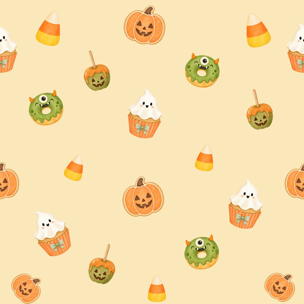 POPでキュートなハロウィンキャラ&お菓子のデジタルペーパー【6枚セット】