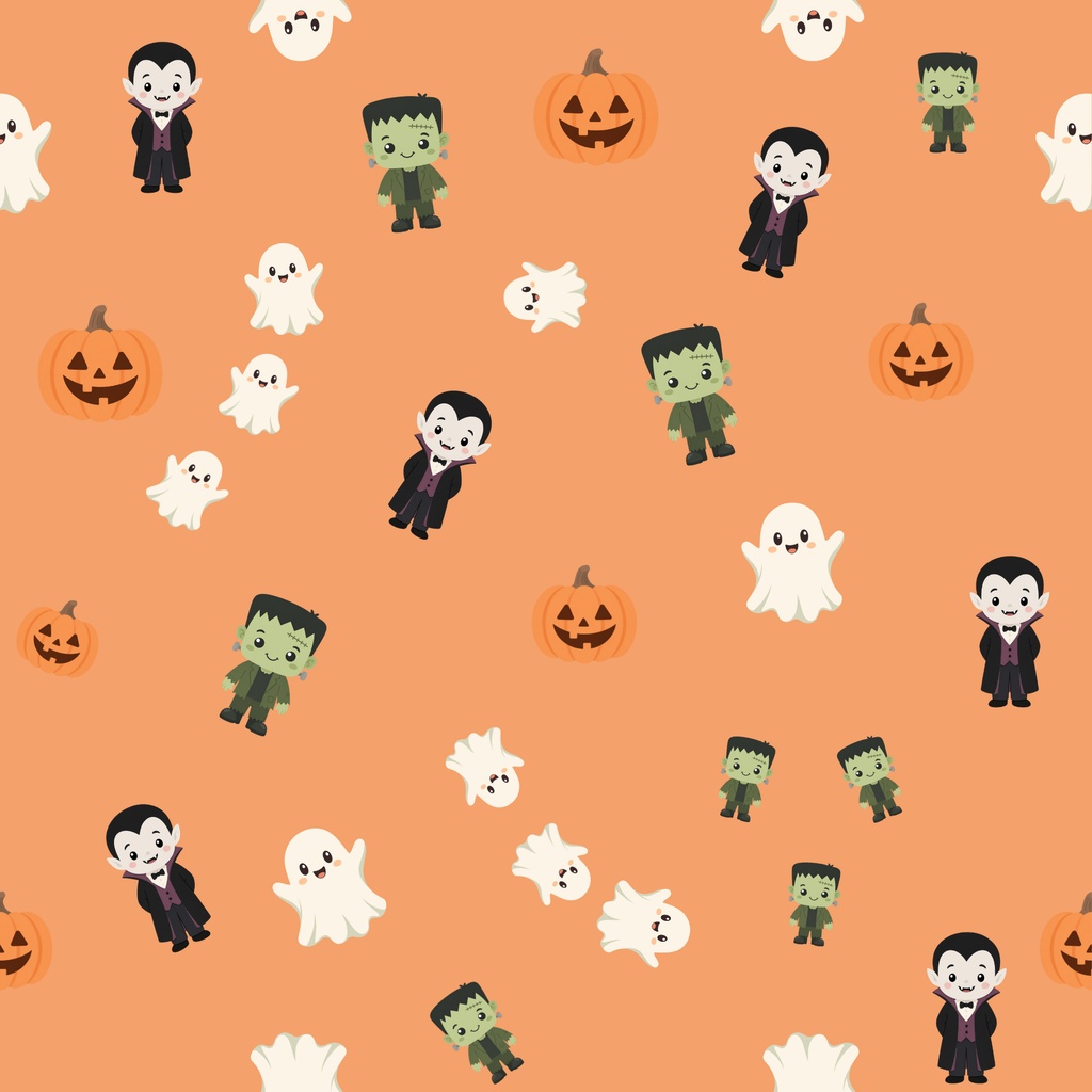 POPでキュートなハロウィンキャラ&お菓子のデジタルペーパー【6枚セット】