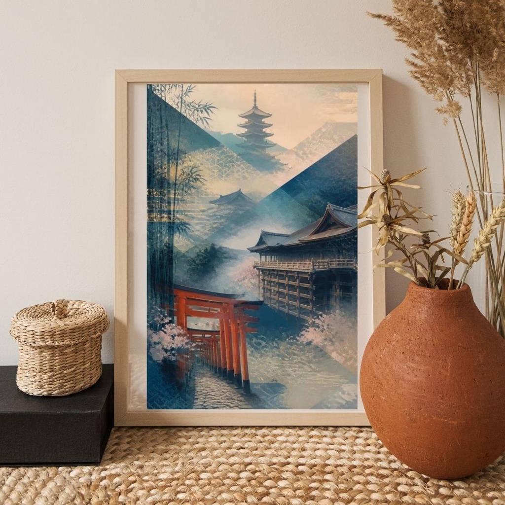 落ち着いた京都観光を楽しむ!|現代アート風のデジタルウォールアート【ダウンロード版】
