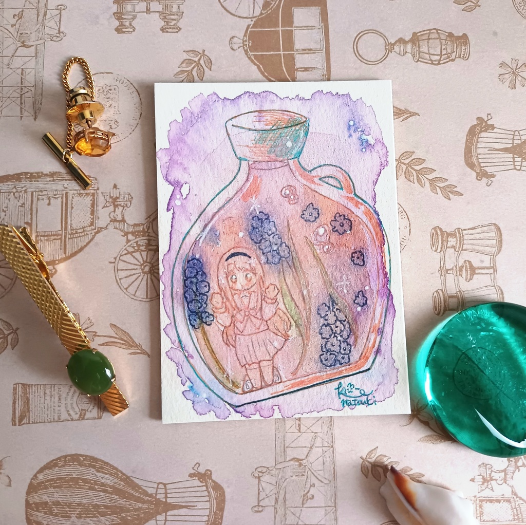 【ATC原画】　瓶詰めの花