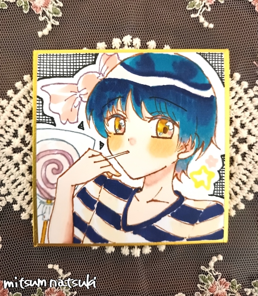 男の子豆色紙原画