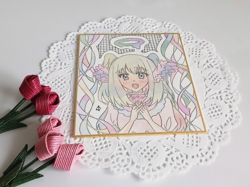 1/4色紙原画【天使もどき】