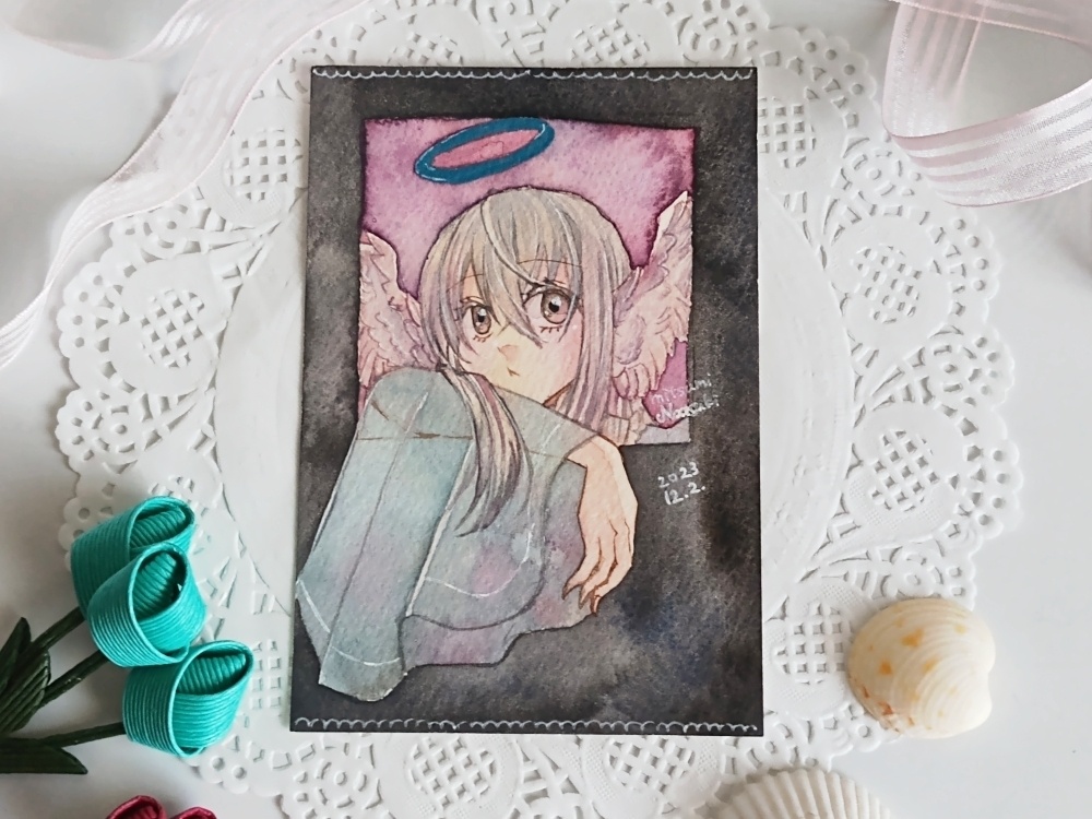 【ポストカード原画】窓辺の天使