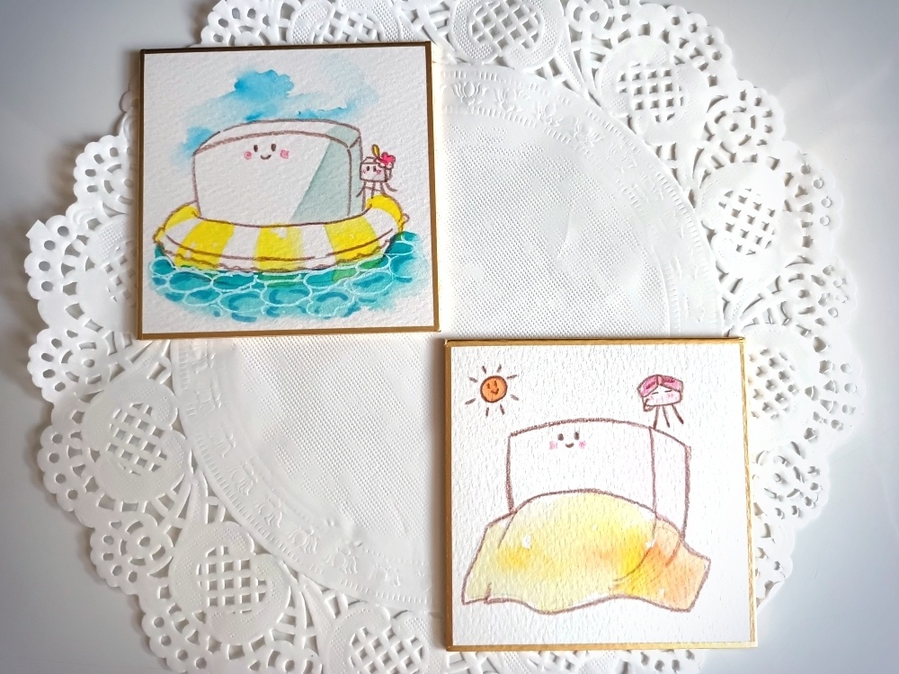 なめらかなるとうふさん 豆色紙原画