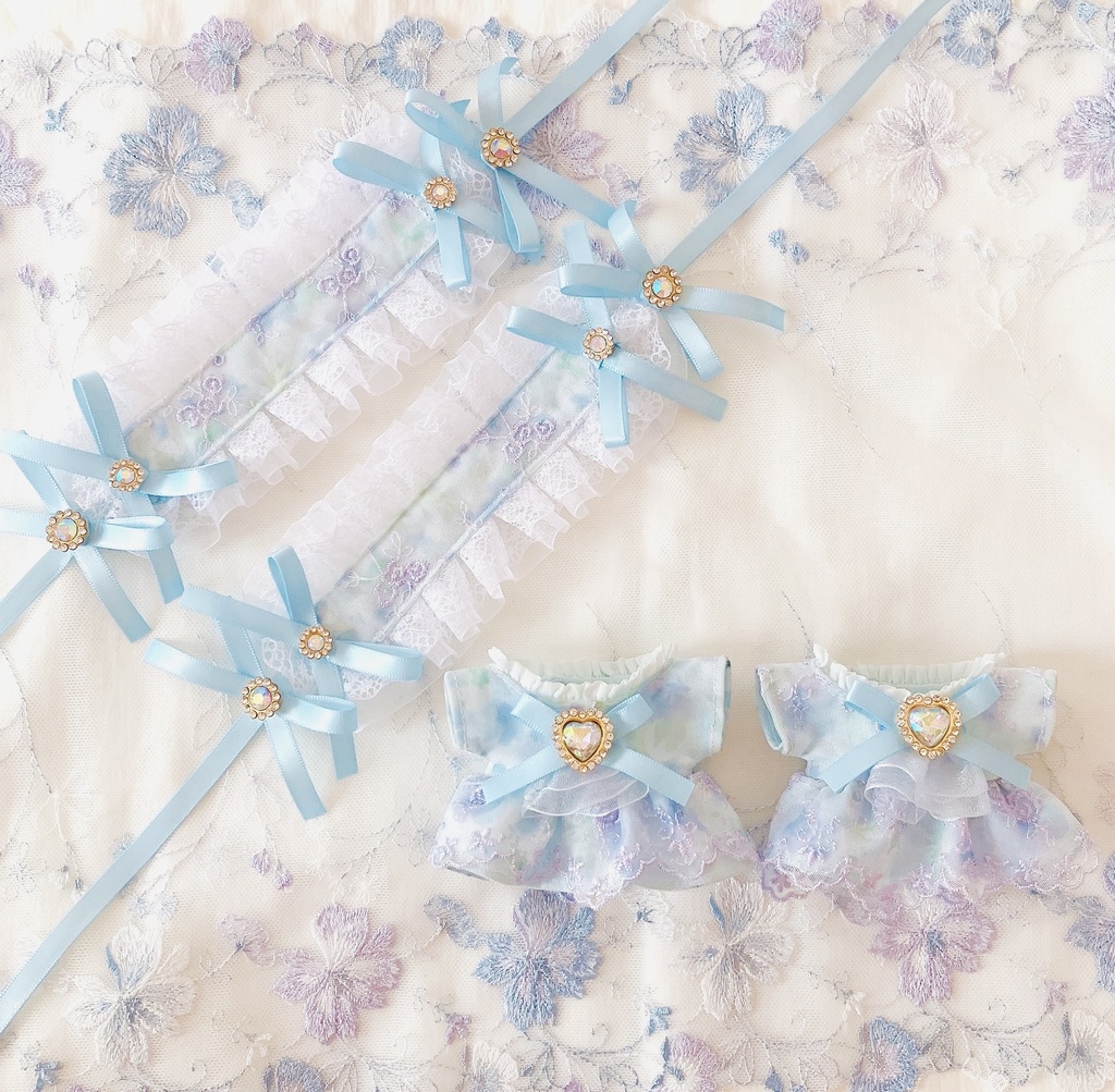 雨に降る花 ぬい服 12cm ちびぐるみ ワンピース&ヘッドドレスセット