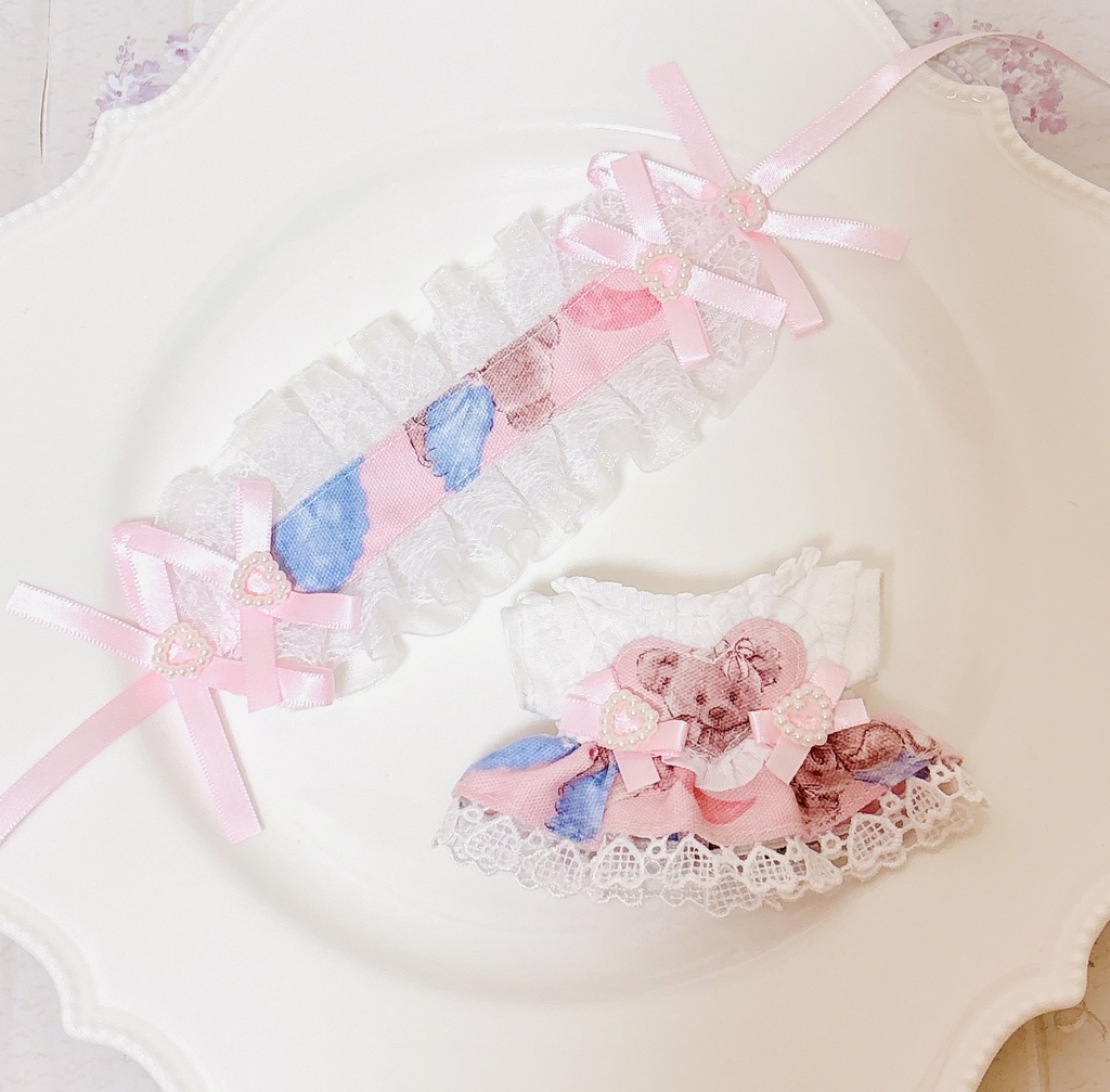 Angel Bear ピンク ♡ ぬい服 12cm ちびぐるみ ワンピース&ヘッドドレスセット