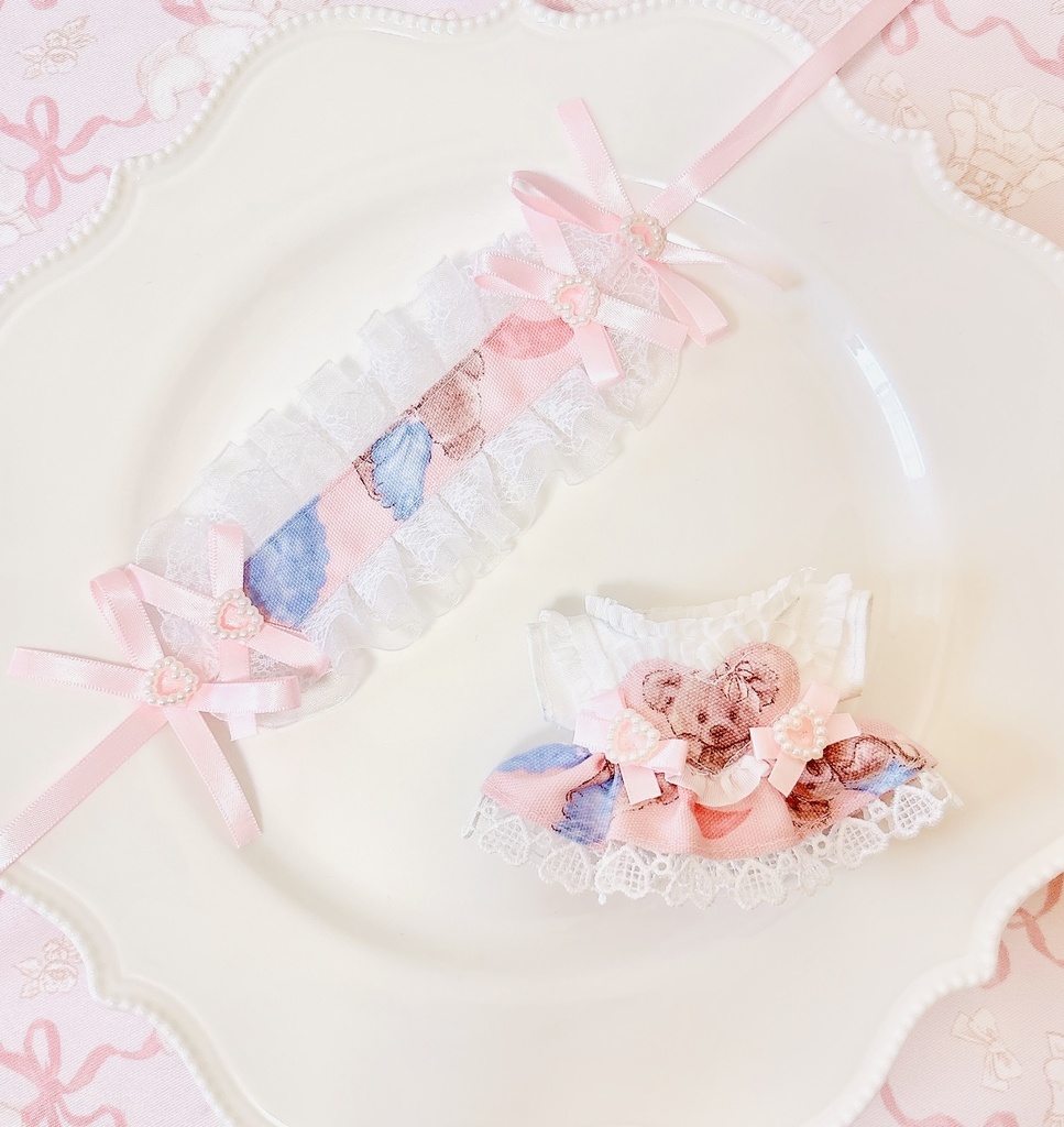 Angel Bear ピンク ♡ ぬい服 12cm ちびぐるみ ワンピース&ヘッドドレスセット