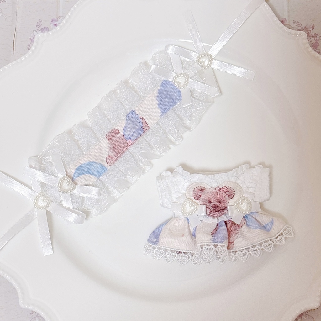Angel Bear ホワイト ♡ ぬい服 12cm ちびぐるみ ワンピース&ヘッドドレスセット