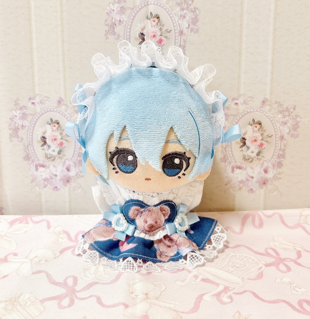 Angel Bear ネイビー ♡ ぬい服 12cm ちびぐるみ ワンピース&ヘッドドレスセット