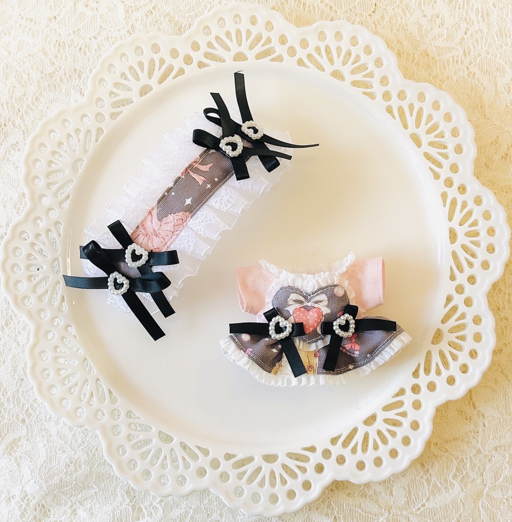 Girly Closet ワンピ&ヘッドドレスセット ブラック♡ ぬい服 12cm ちびぐるみ