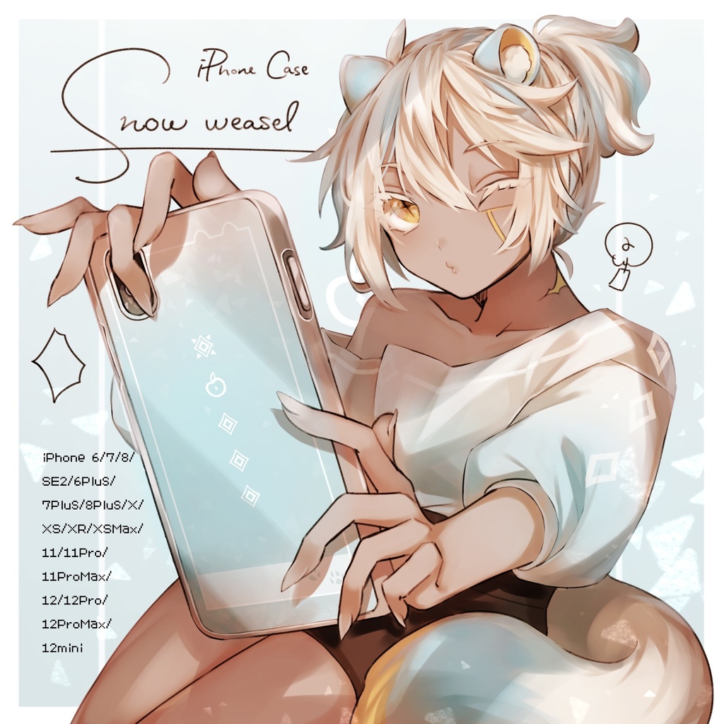 Snow Weasel Clear iPhone Case (iPhone X/XS)