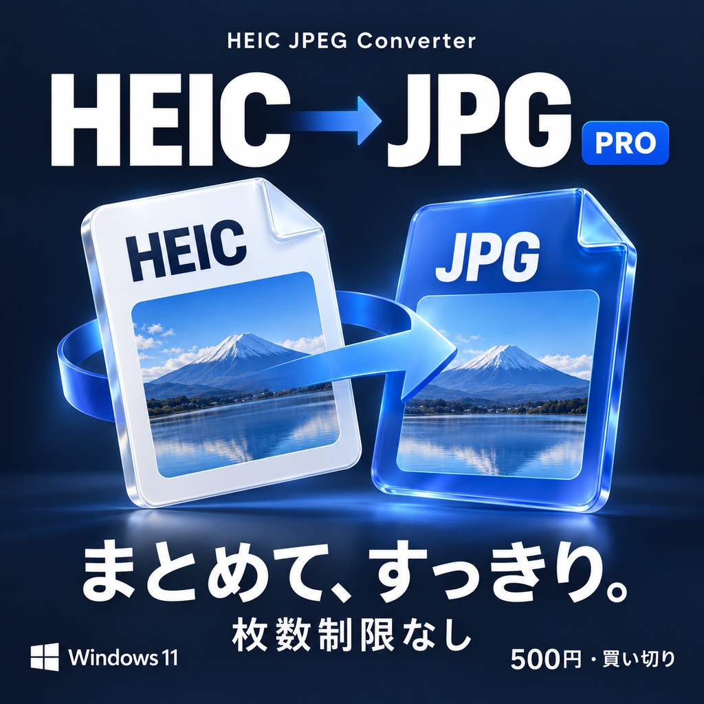HEIC JPEG Converter Pro｜HEIC・HEIFをまとめてJPGへ【Windows】