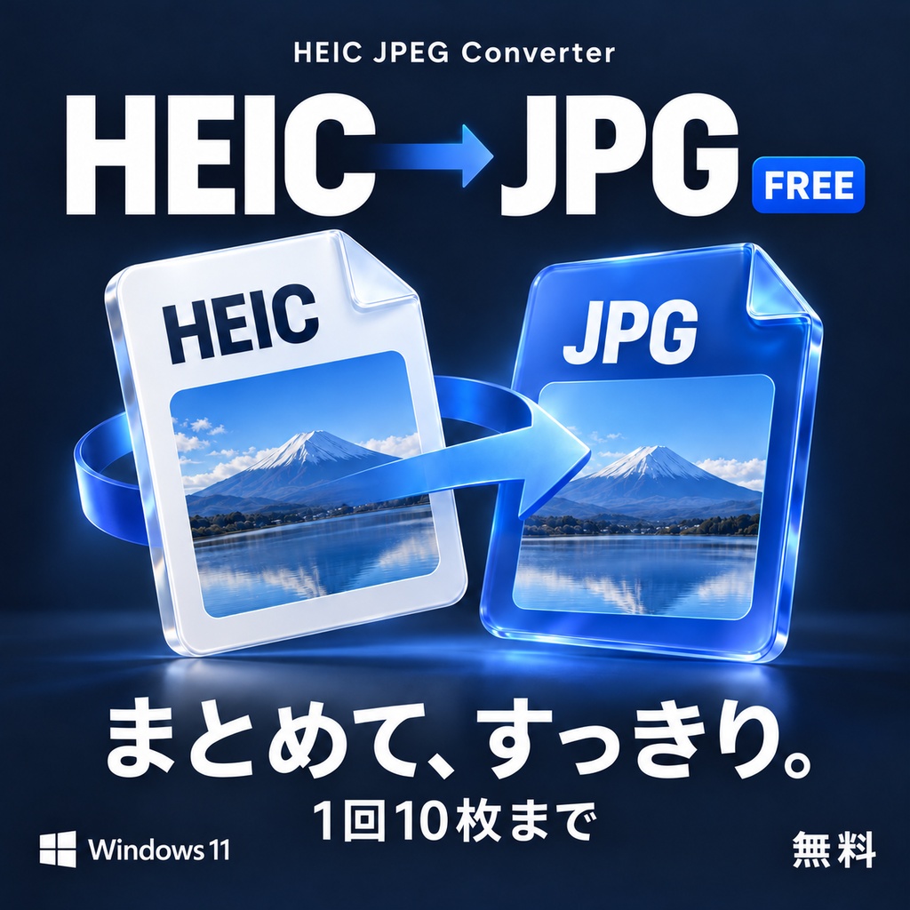 【無料】HEIC JPEG Converter Free｜HEIC・HEIFをJPGへ一括変換【Windows】