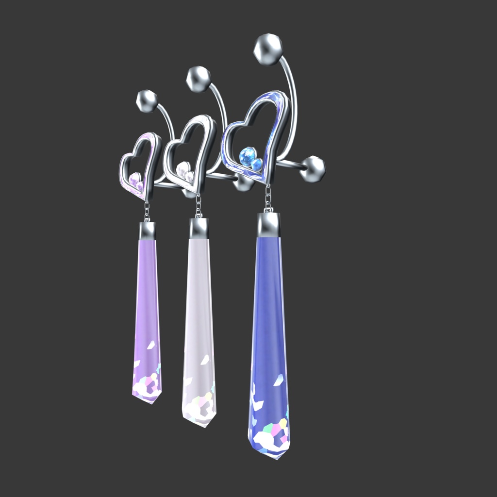 ハートストーンクリスタルピアス