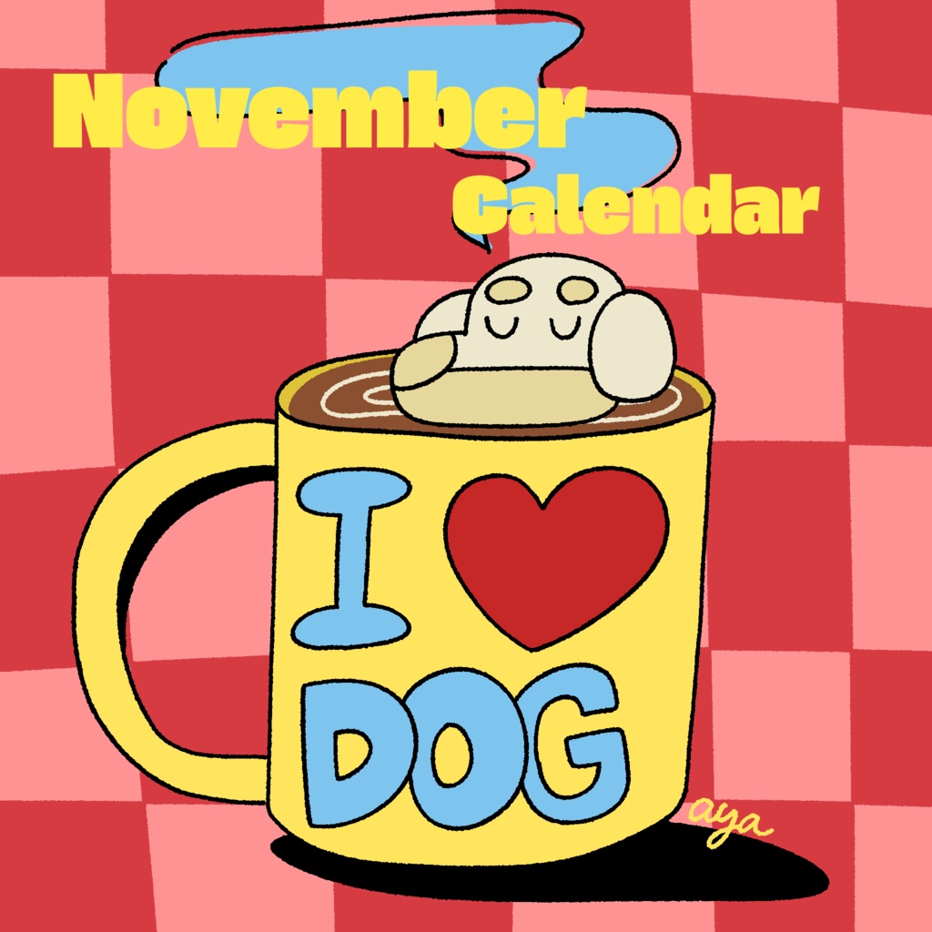2026年　11月カレンダー壁紙【ダックスマシュマロトッピングココア】【手帳素材】
