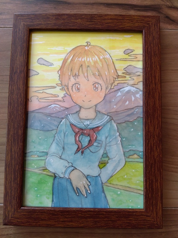 夕暮れ水彩画絵画風景画原画ポストカードサイズ