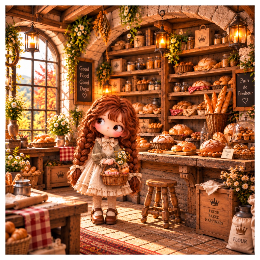 あずきとまめ|もんちゃんと秋色の森のパン屋さん デジタルイラスト