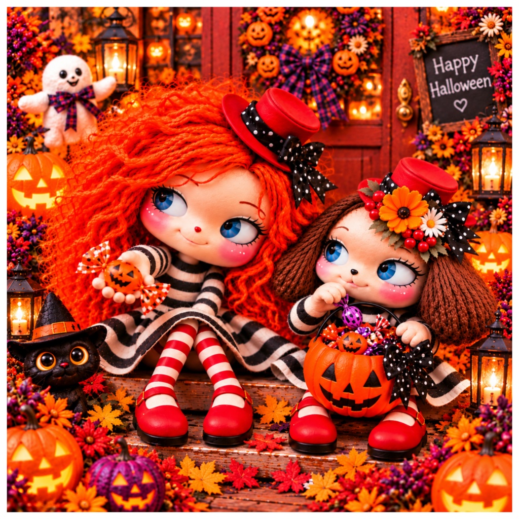 あずきとまめ｜ハロウィンのお菓子をどうぞ デジタルペーパー05