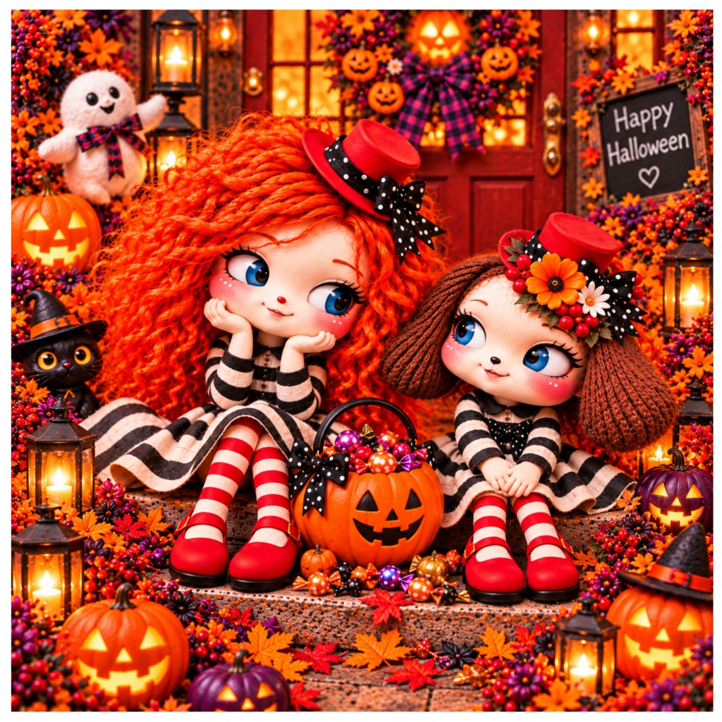 あずきとまめ｜ハロウィンの仲良し時間 デジタルペーパー06
