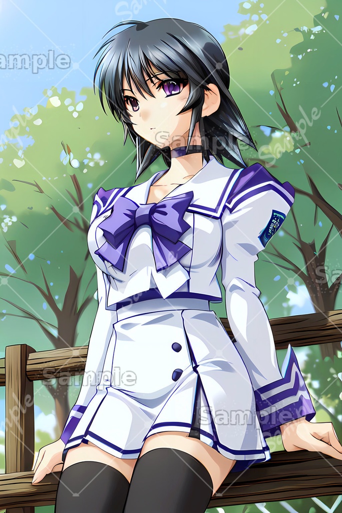 【C-Log CA 01】紫目黒髪の少女 - 学生服Ver.(高解像度イラスト集 / 13枚)